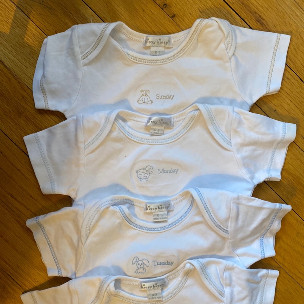 Kissy Kissy: “Days of the Week” seven newborn onesies